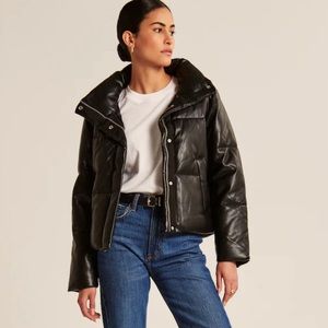 Black Vegan Leather Puffer